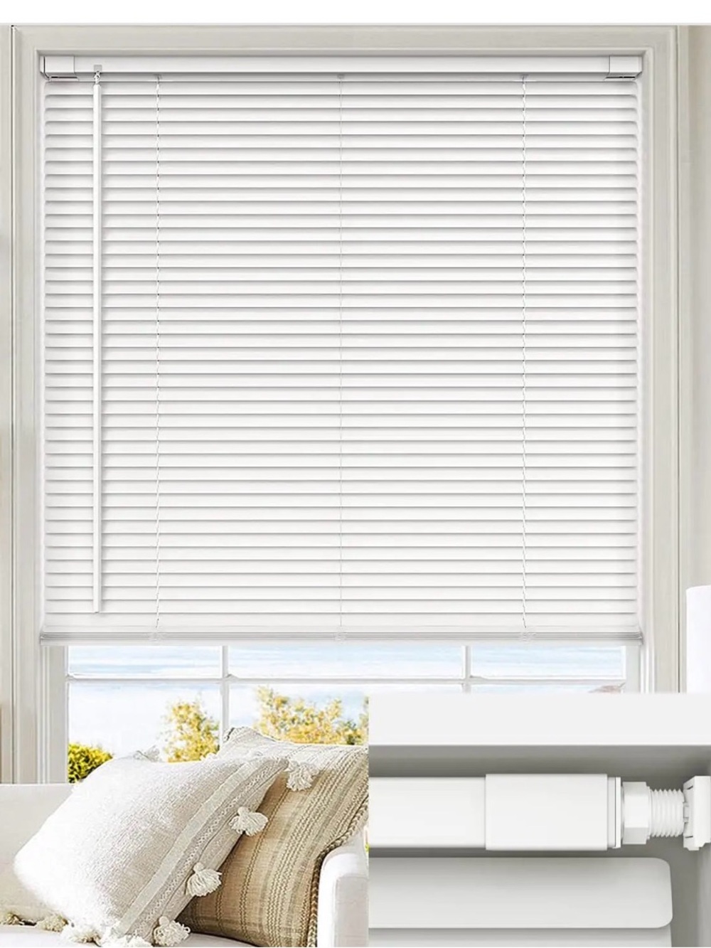 LazBlinds Cordless 1” Vinyl Mini Blinds 22” x 36” White No Drill NEW Open Box